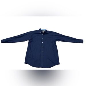 Ariat Men’s Navy Blue Wrinkle Free Solid Long Sleeve  Button Up Shirt Size L